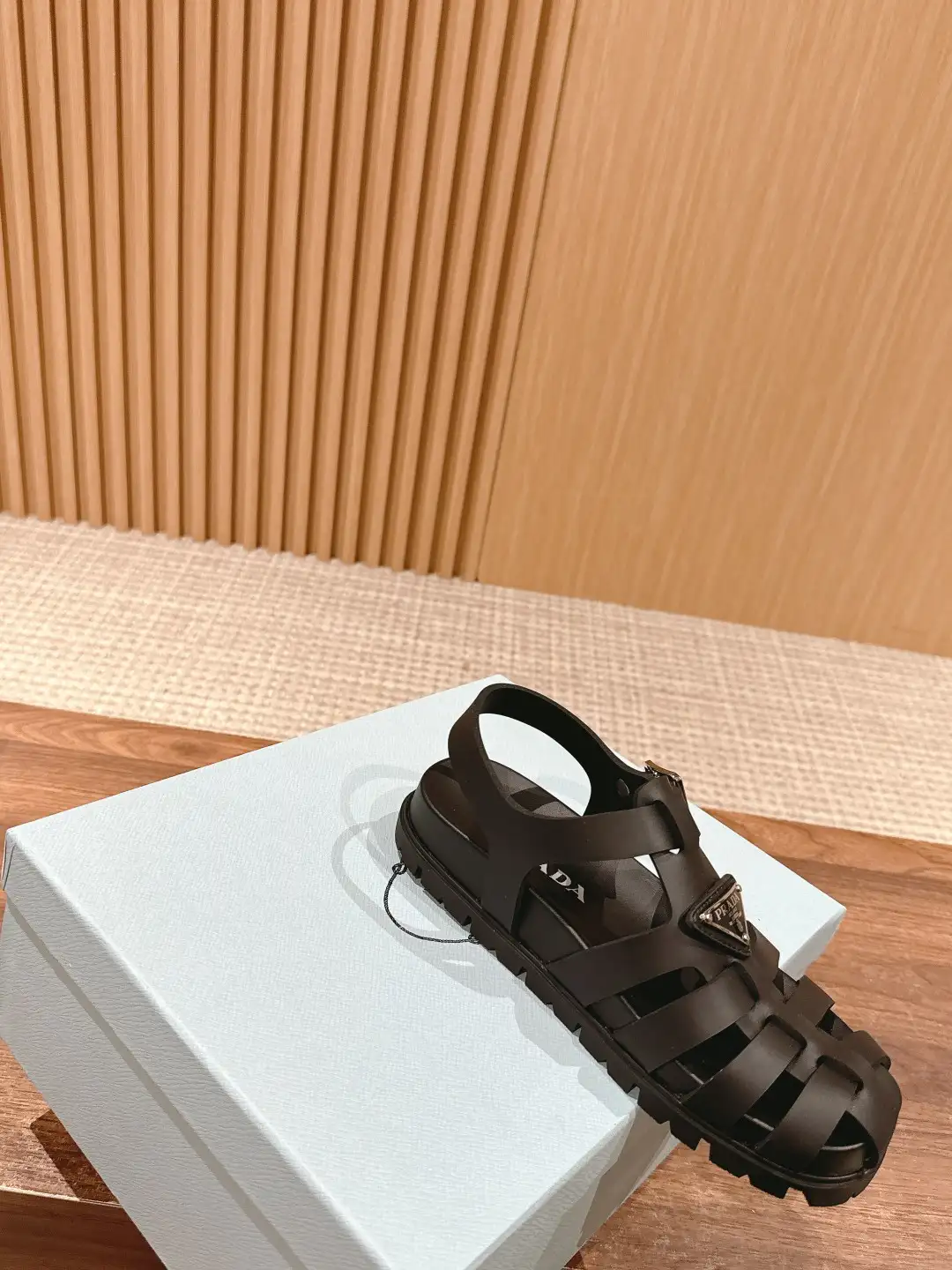 Prada Triangle Buckle Sandals - Image 5