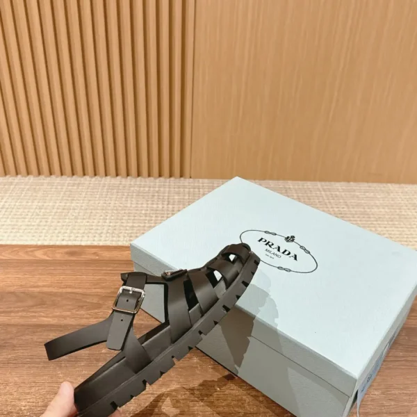 Prada Triangle Buckle Sandals