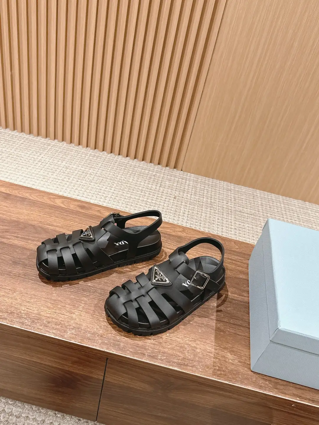 Prada Triangle Buckle Sandals - Image 6
