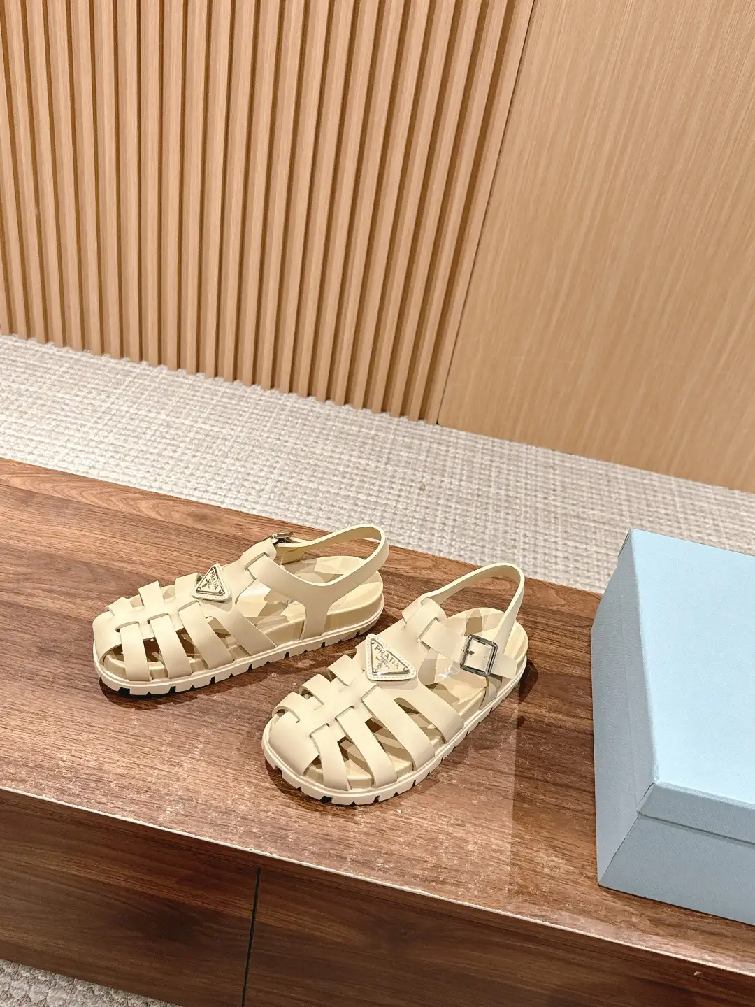 Prada Triangle Buckle Sandals - Image 2