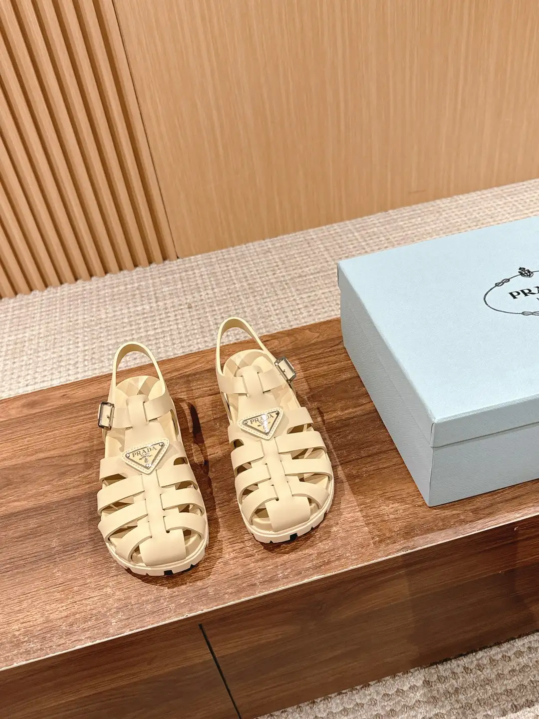 Prada Triangle Buckle Sandals - Image 3