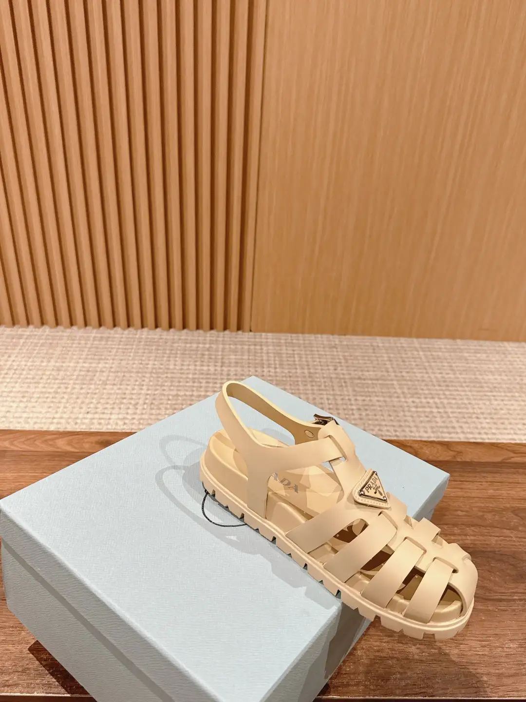 Prada Triangle Buckle Sandals - Image 4
