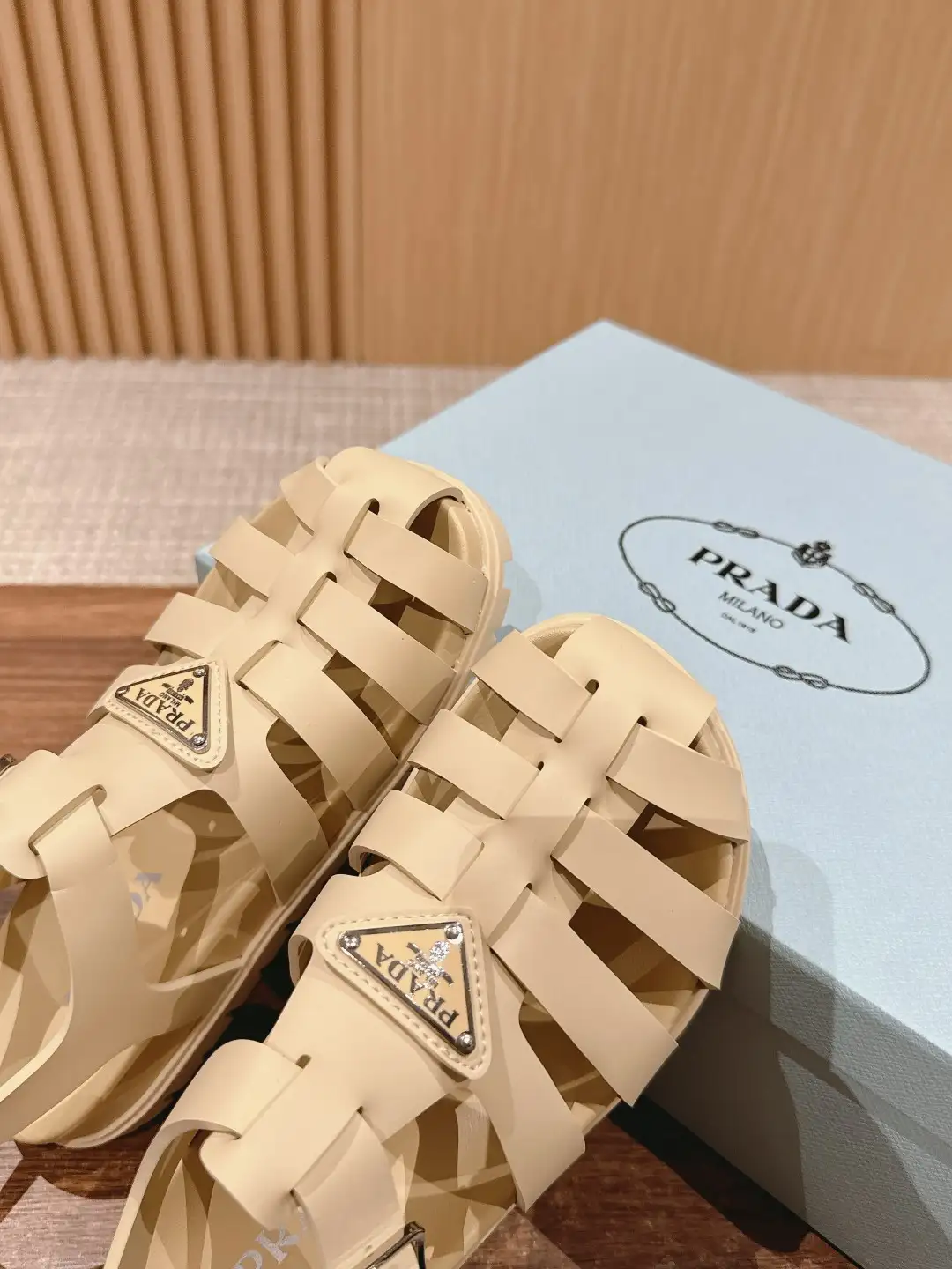 Prada Triangle Buckle Sandals - Image 5