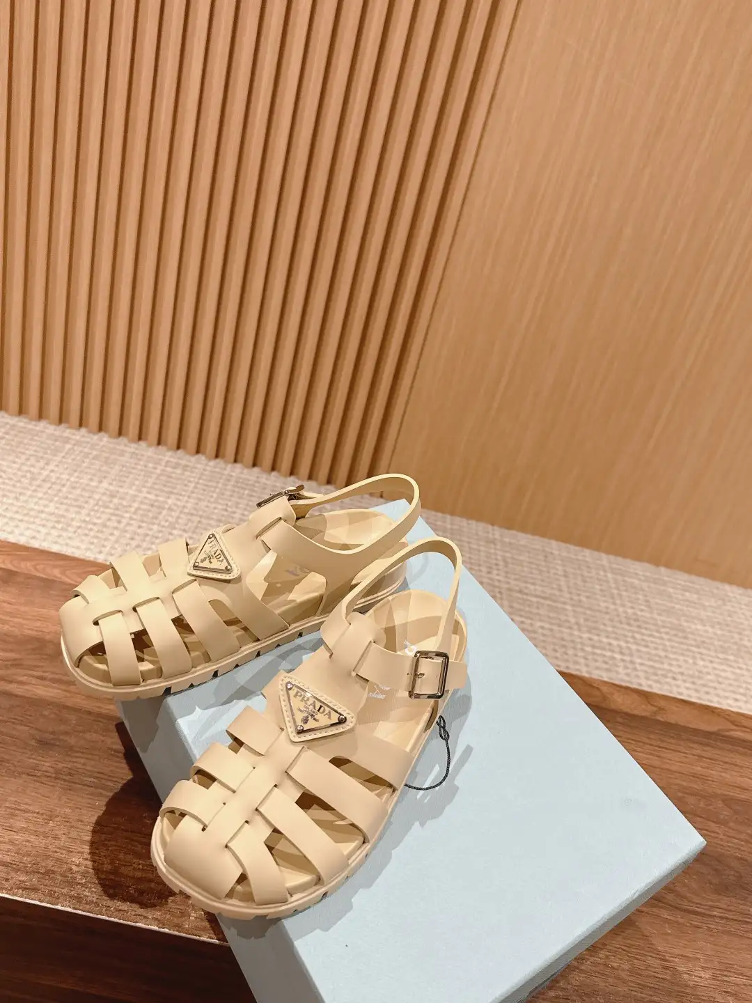 Prada Triangle Buckle Sandals - Image 6