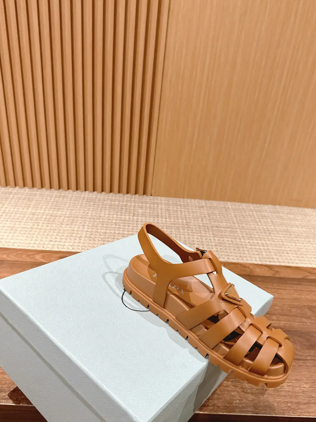 Prada Triangle Buckle Sandals - Image 3