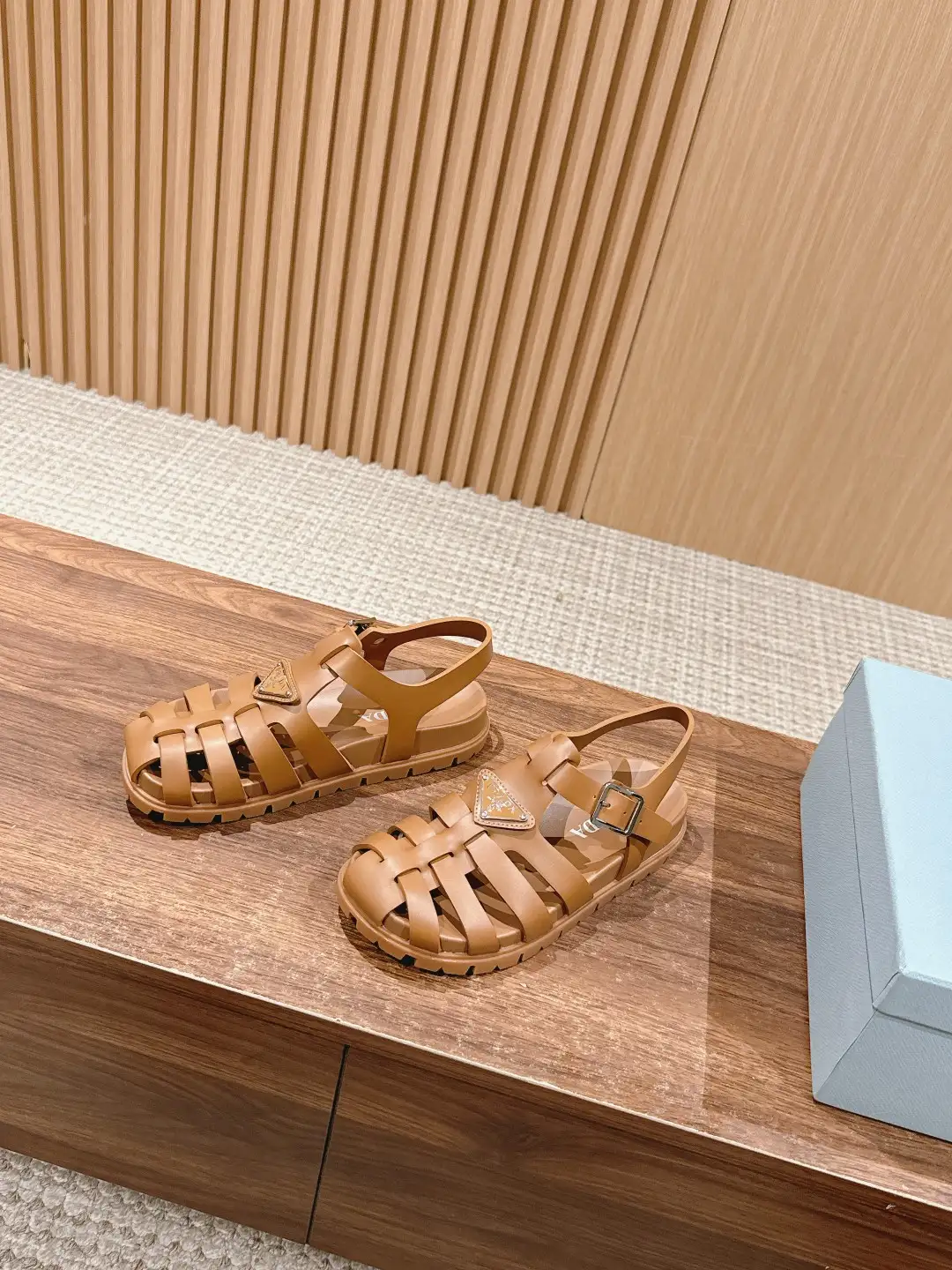Prada Triangle Buckle Sandals - Image 5