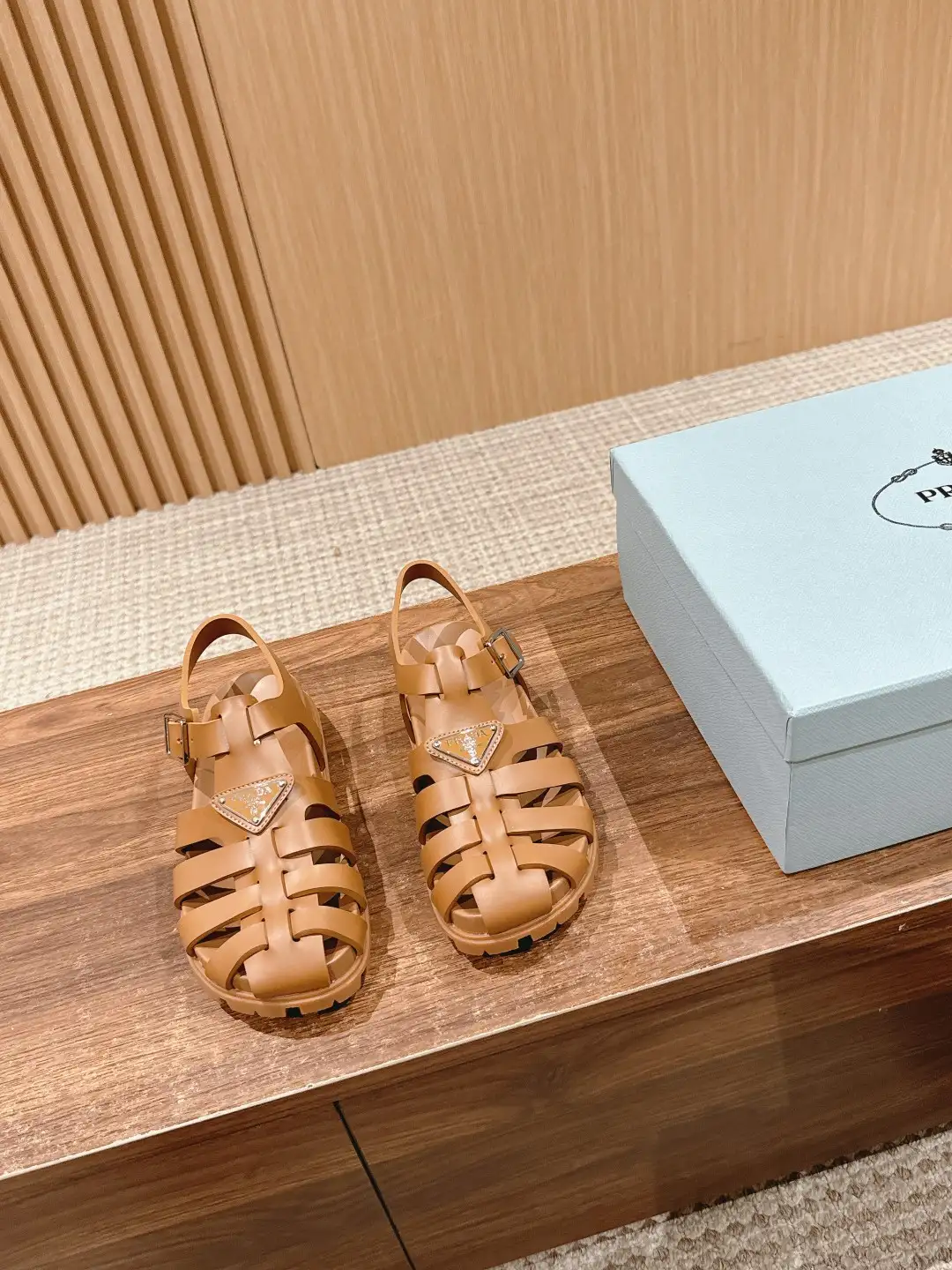Prada Triangle Buckle Sandals - Image 6