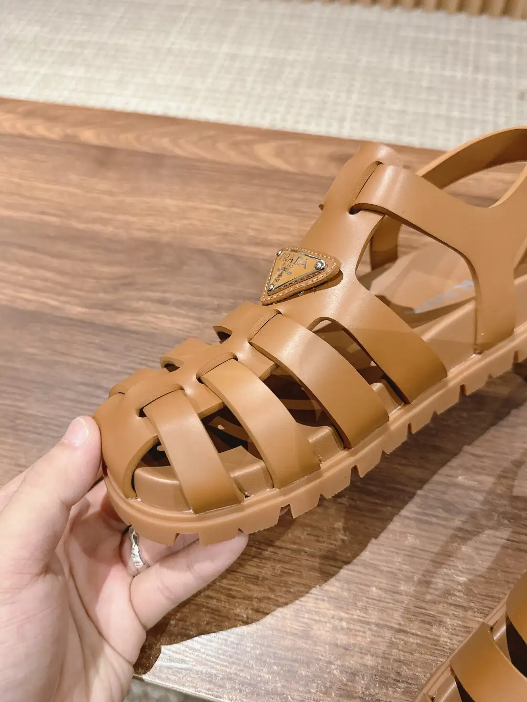 Prada Triangle Buckle Sandals - Image 7