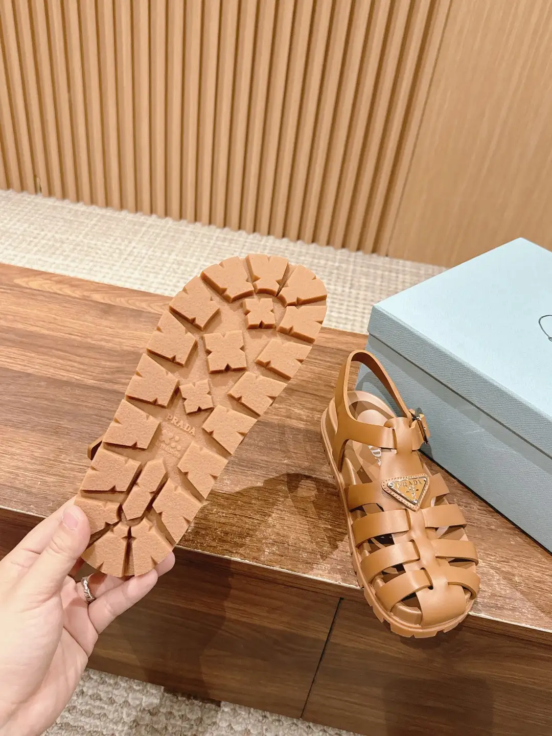 Prada Triangle Buckle Sandals - Image 9