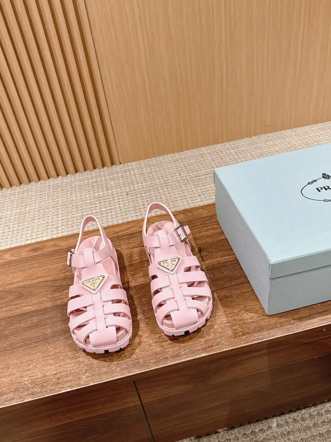 Prada Triangle Buckle Sandals - Image 5