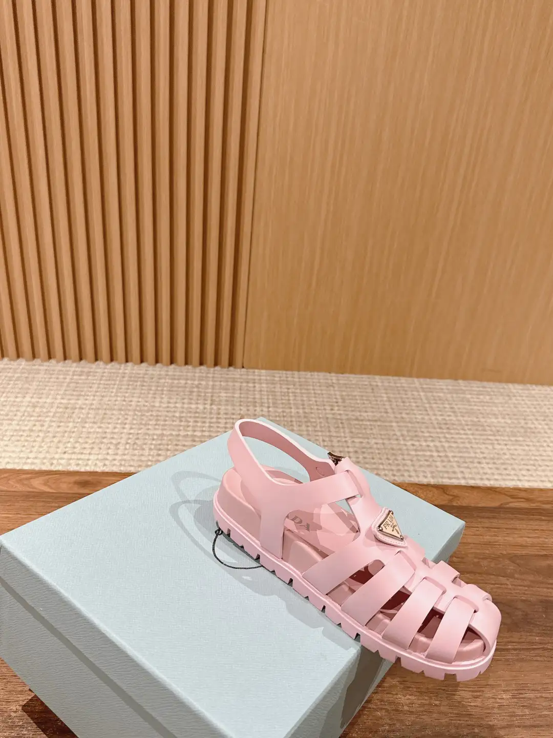 Prada Triangle Buckle Sandals - Image 6