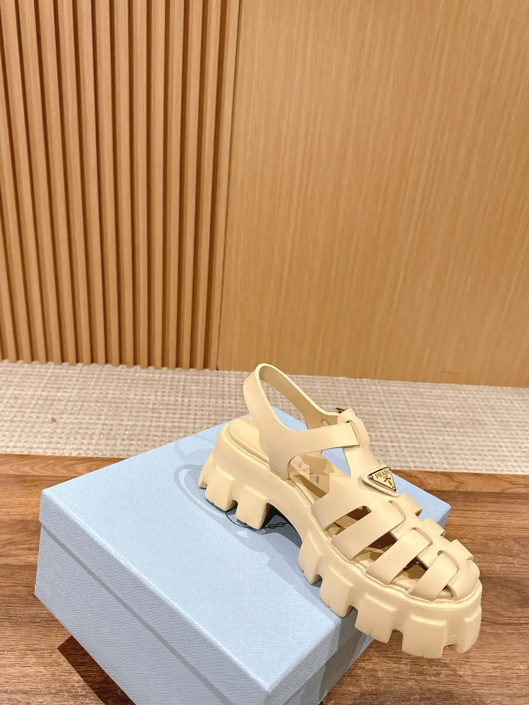 Prada Triangle Buckle Sandals - Image 2