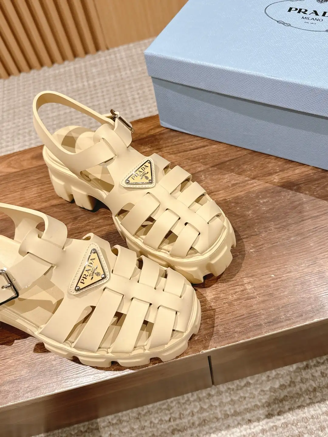 Prada Triangle Buckle Sandals - Image 4