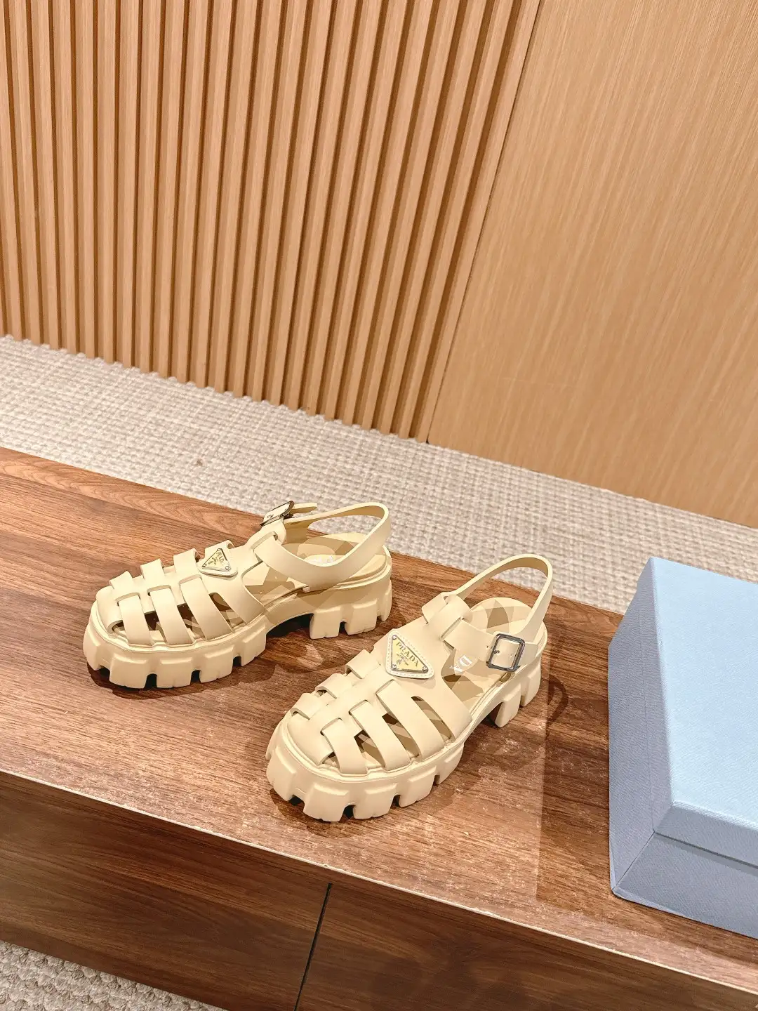 Prada Triangle Buckle Sandals - Image 5