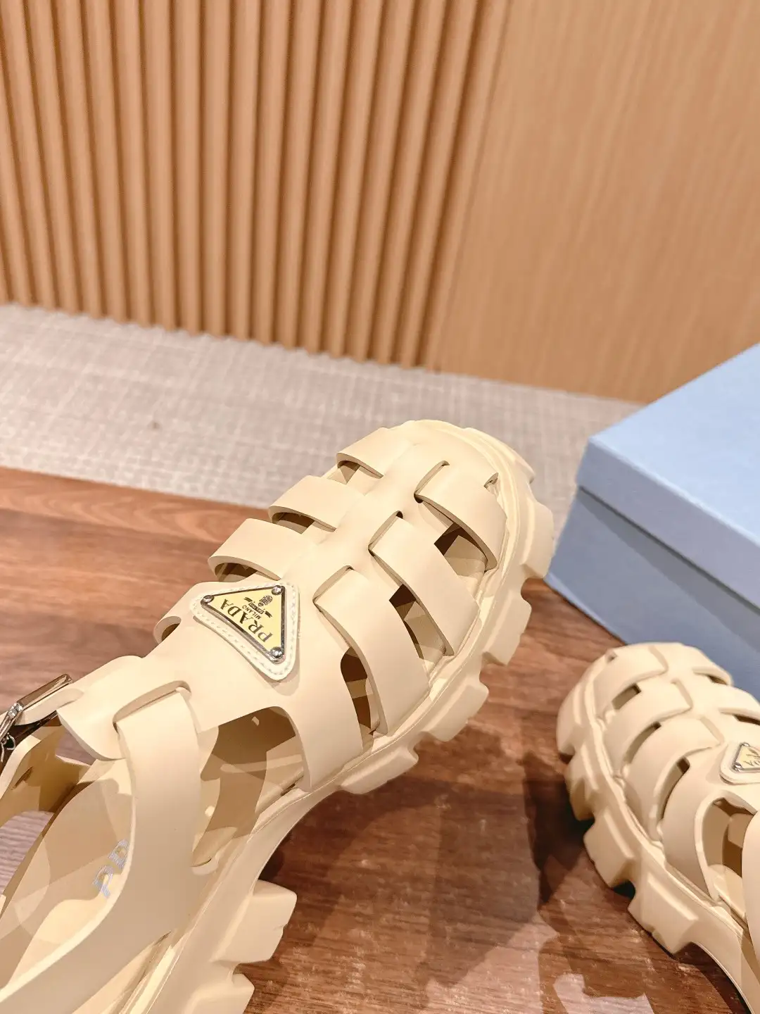 Prada Triangle Buckle Sandals - Image 7