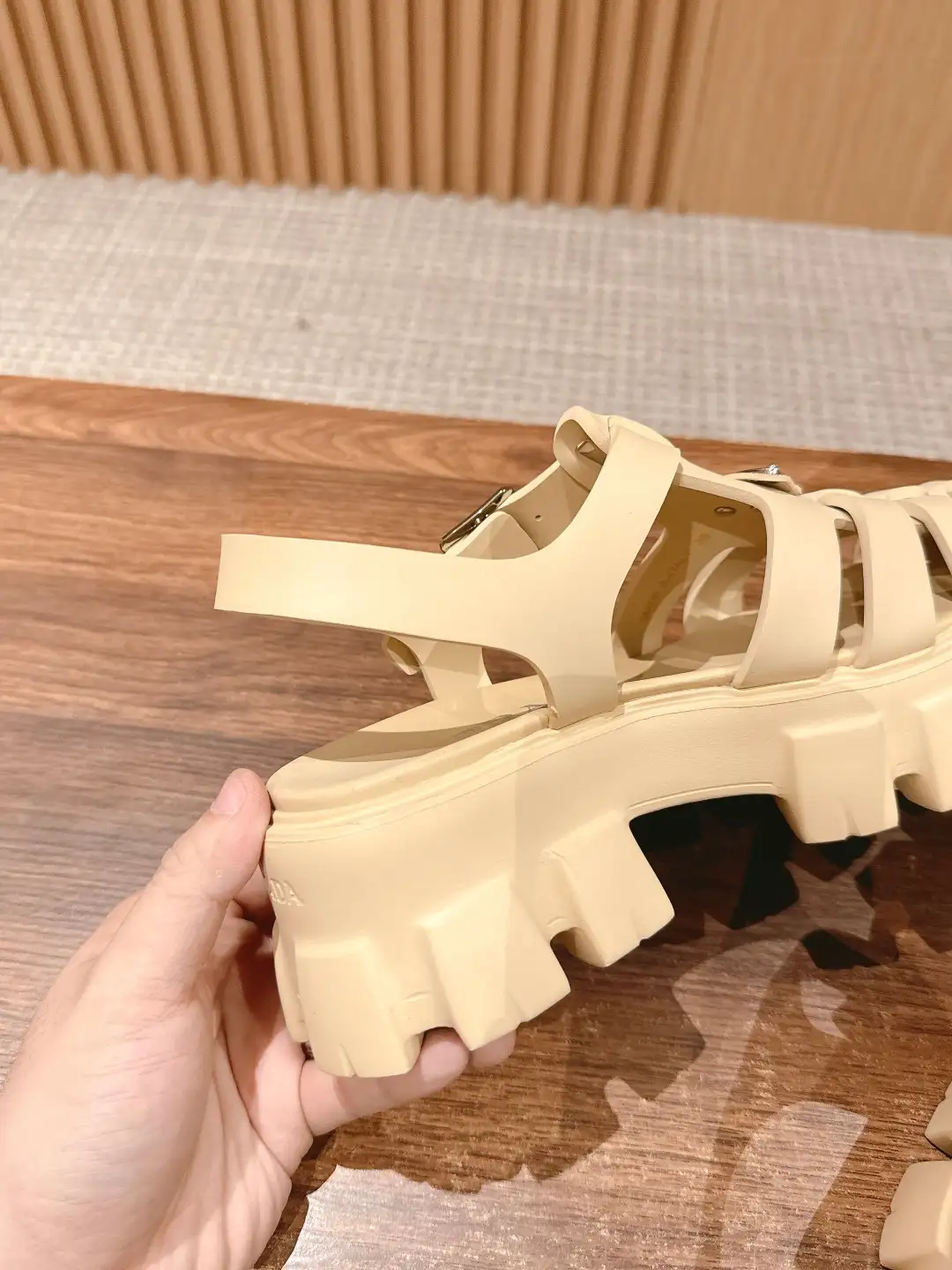 Prada Triangle Buckle Sandals - Image 8