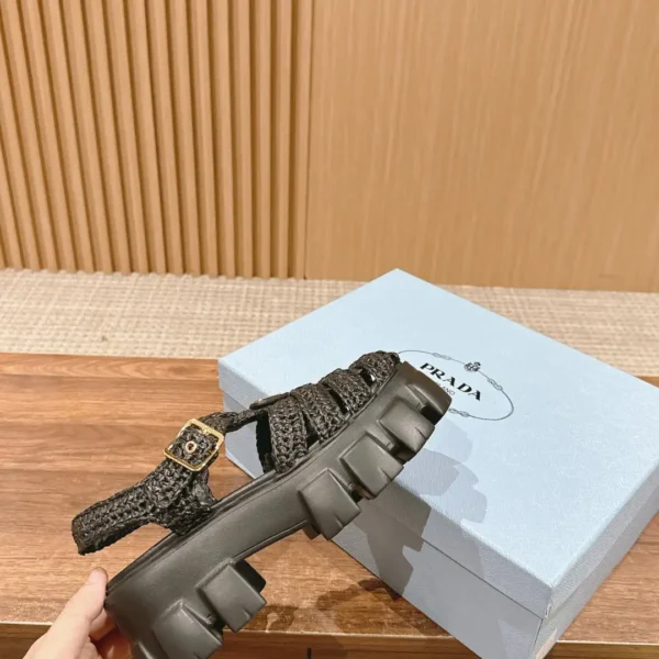 Prada Triangle Buckle Sandals