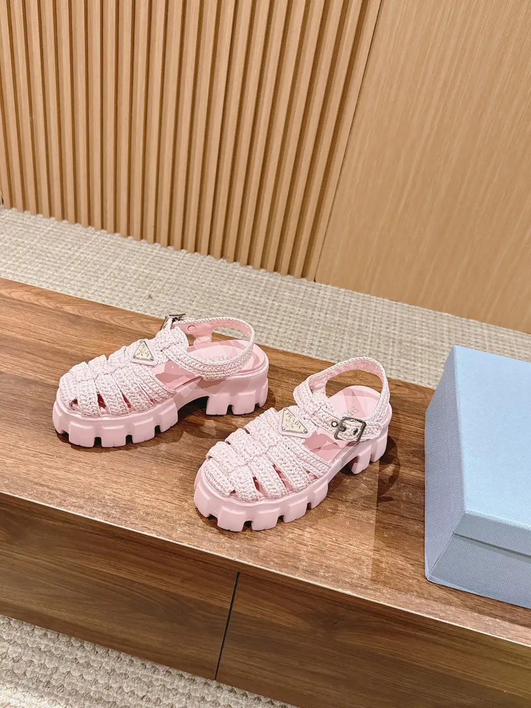 Prada Triangle Buckle Sandals - Image 3