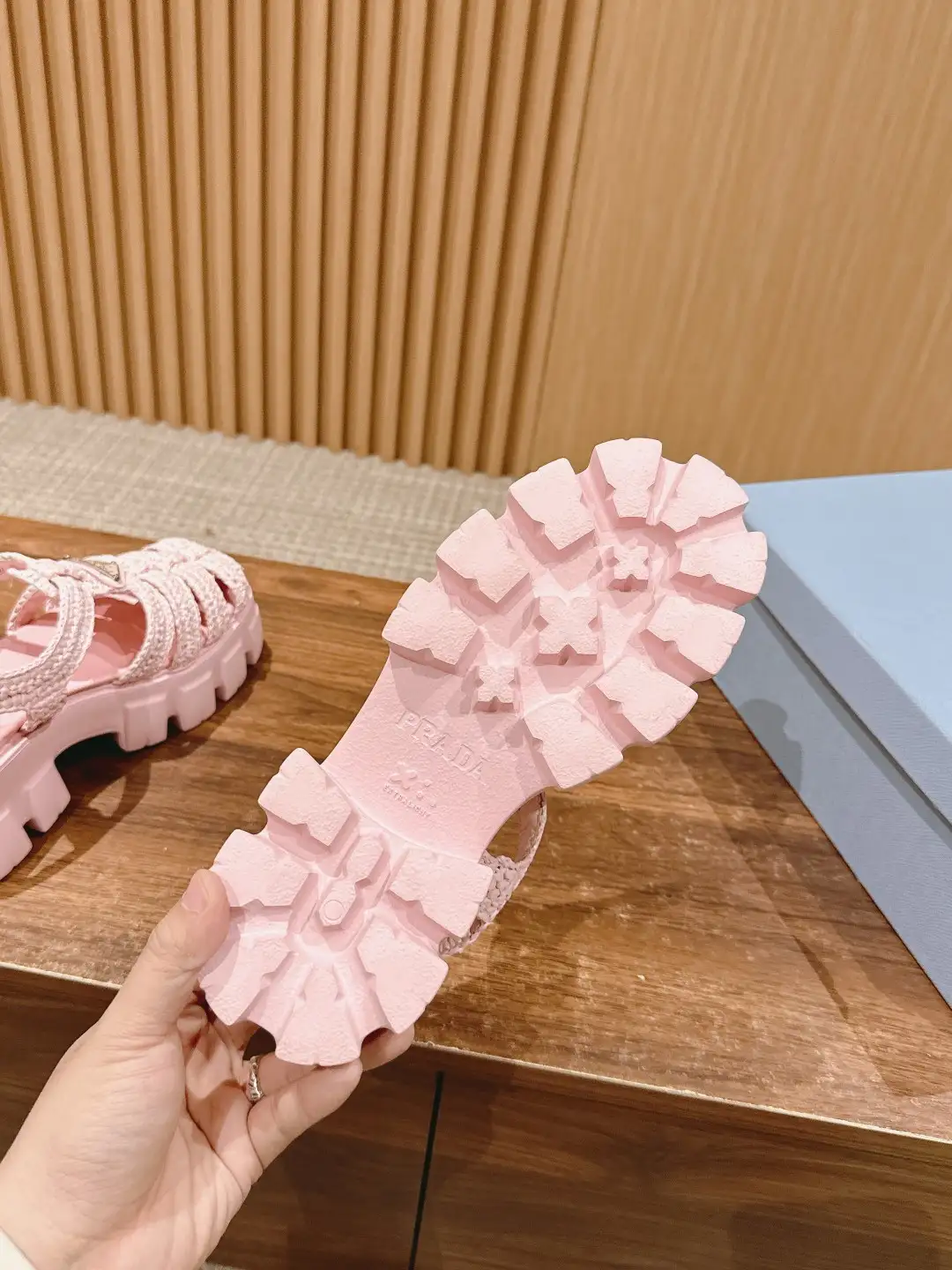 Prada Triangle Buckle Sandals - Image 9