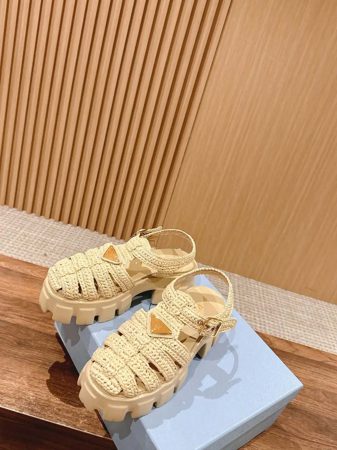 Prada Triangle Buckle Sandals - Image 2