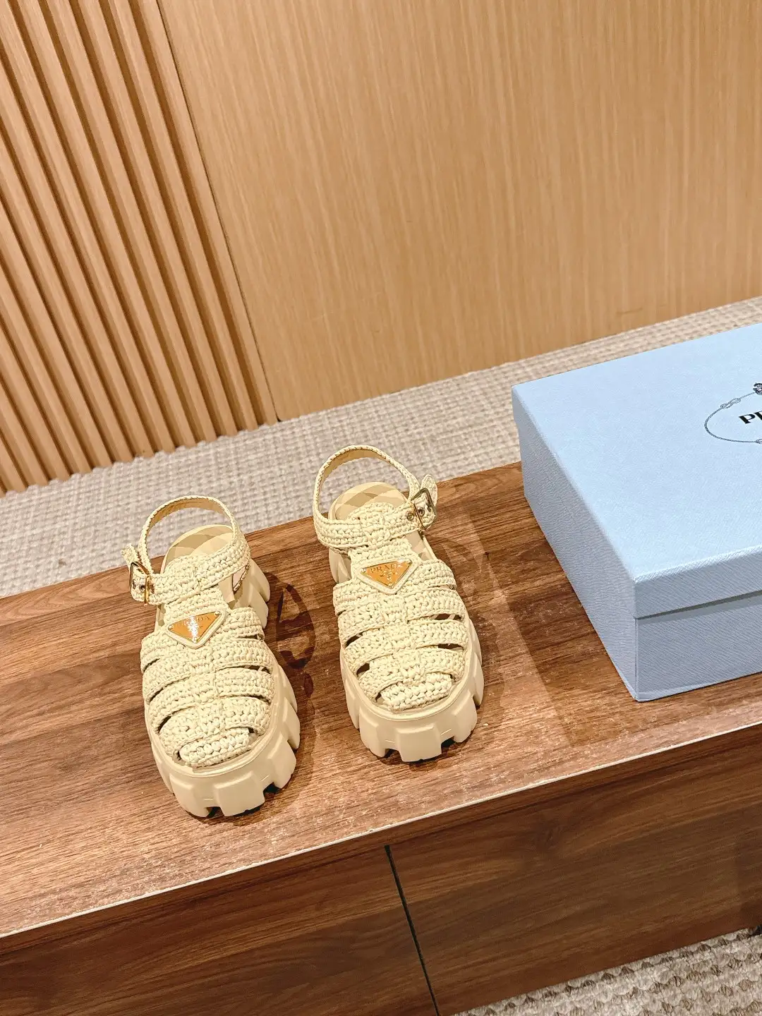 Prada Triangle Buckle Sandals - Image 4