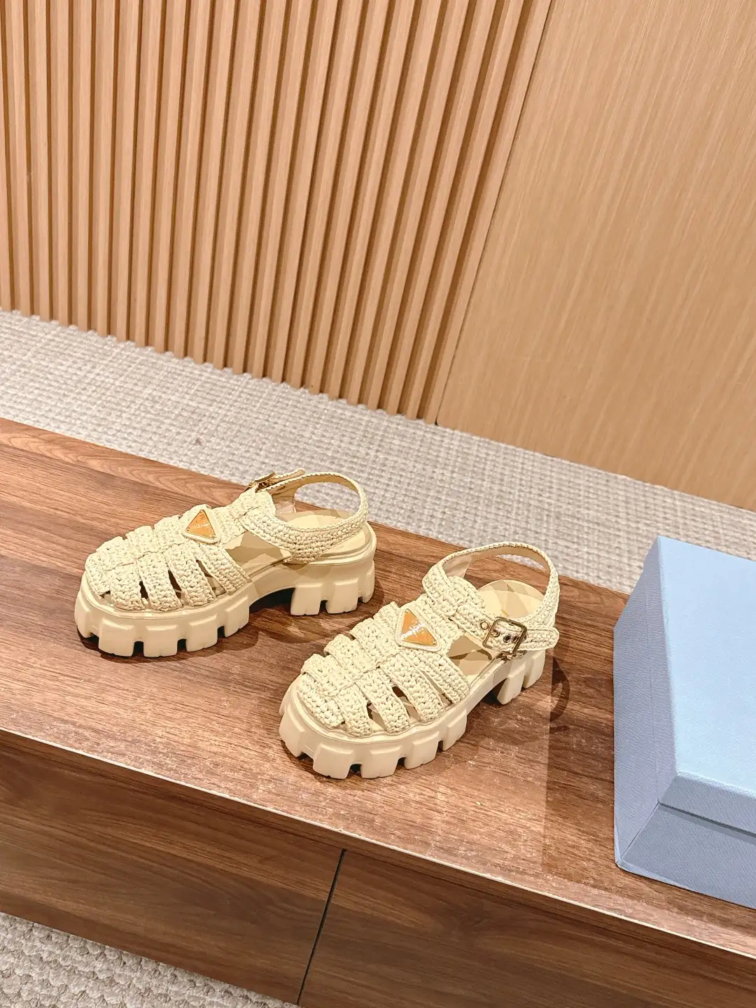 Prada Triangle Buckle Sandals - Image 6