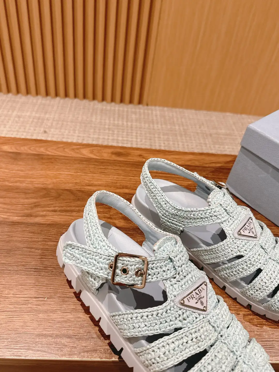 Prada Raffia Sandals - Image 6