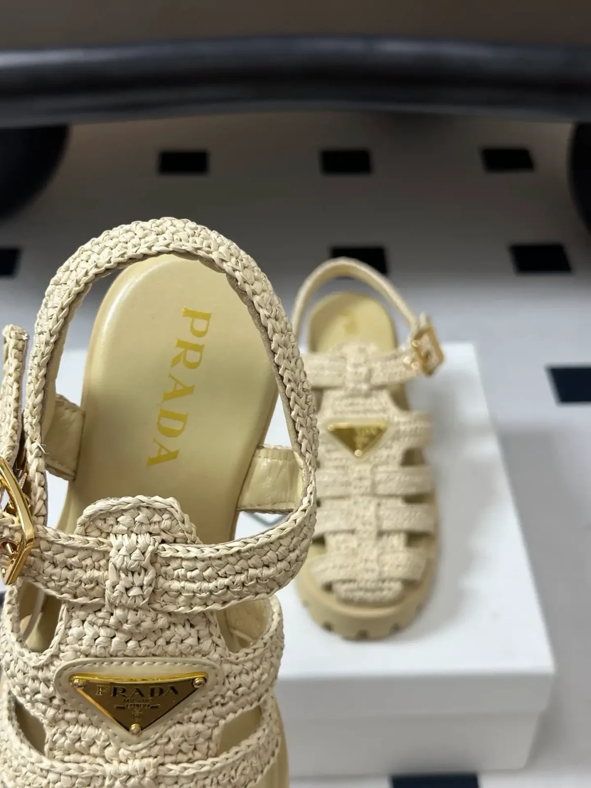 Prada Crochet Platform Sandals - Image 4