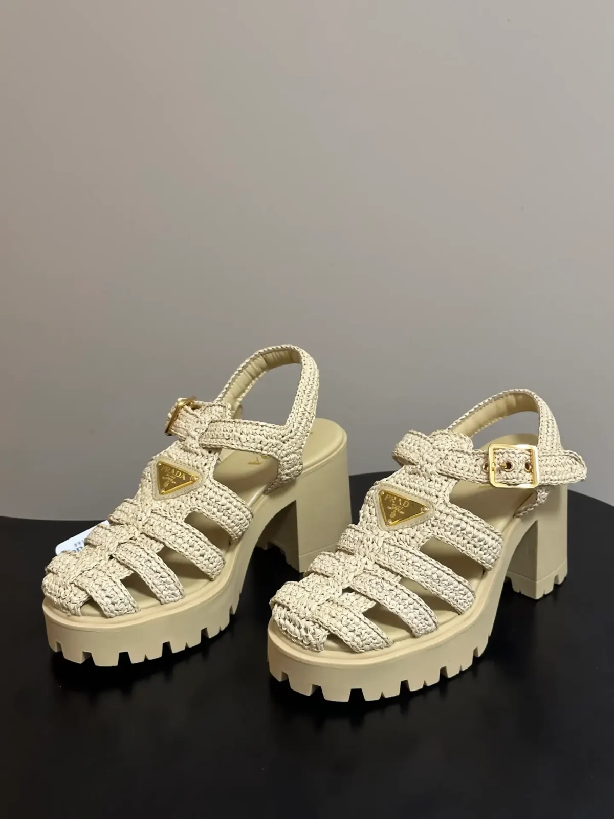 Prada Crochet Platform Sandals - Image 6