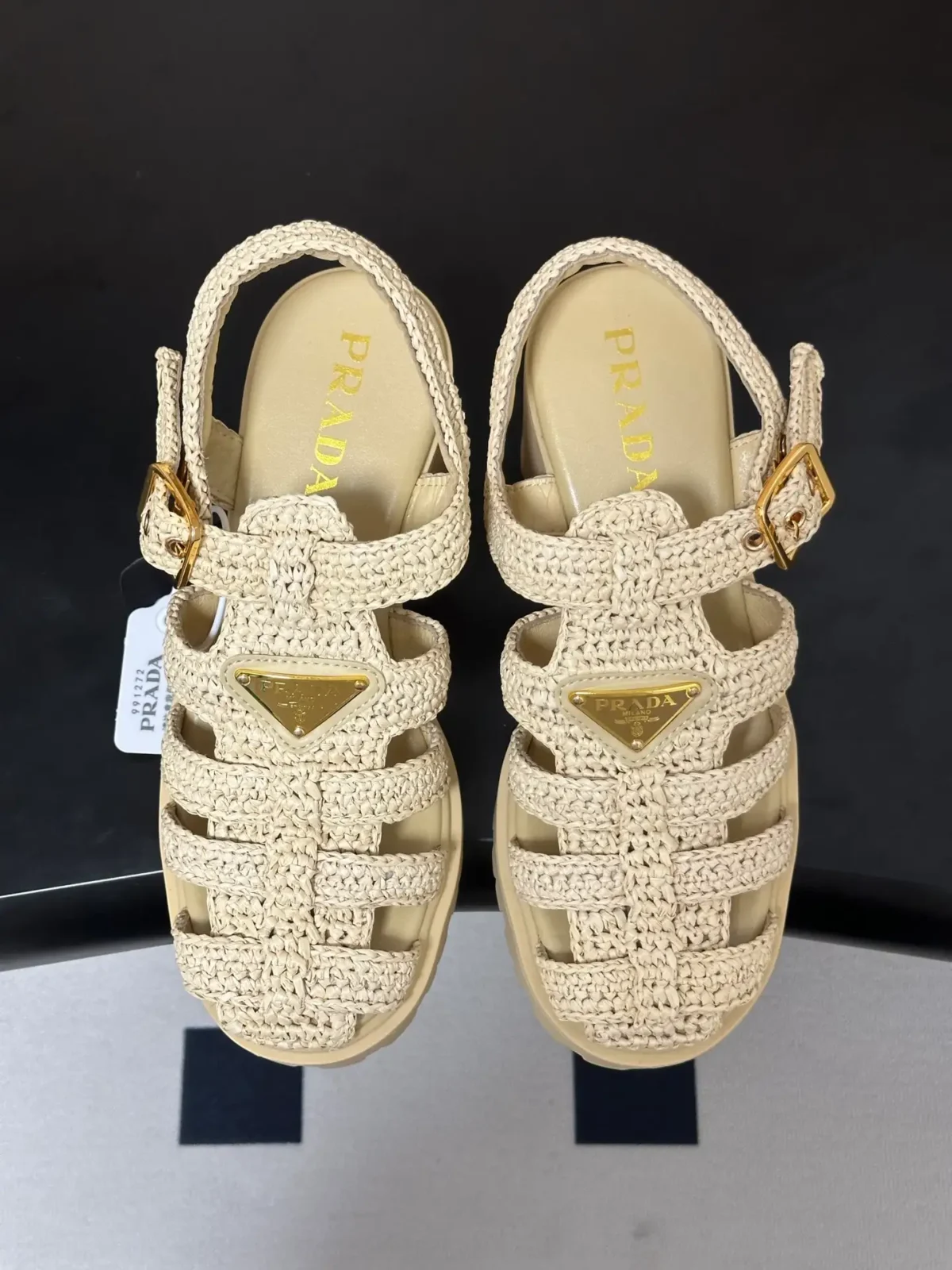 Prada Crochet Platform Sandals - Image 9