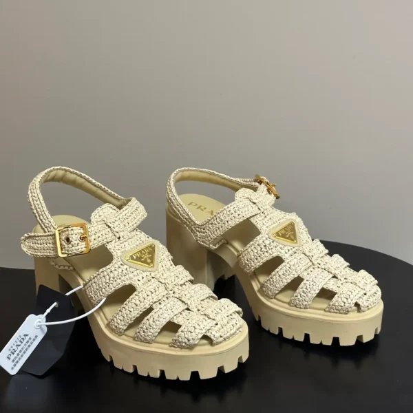 Prada Crochet Platform Sandals