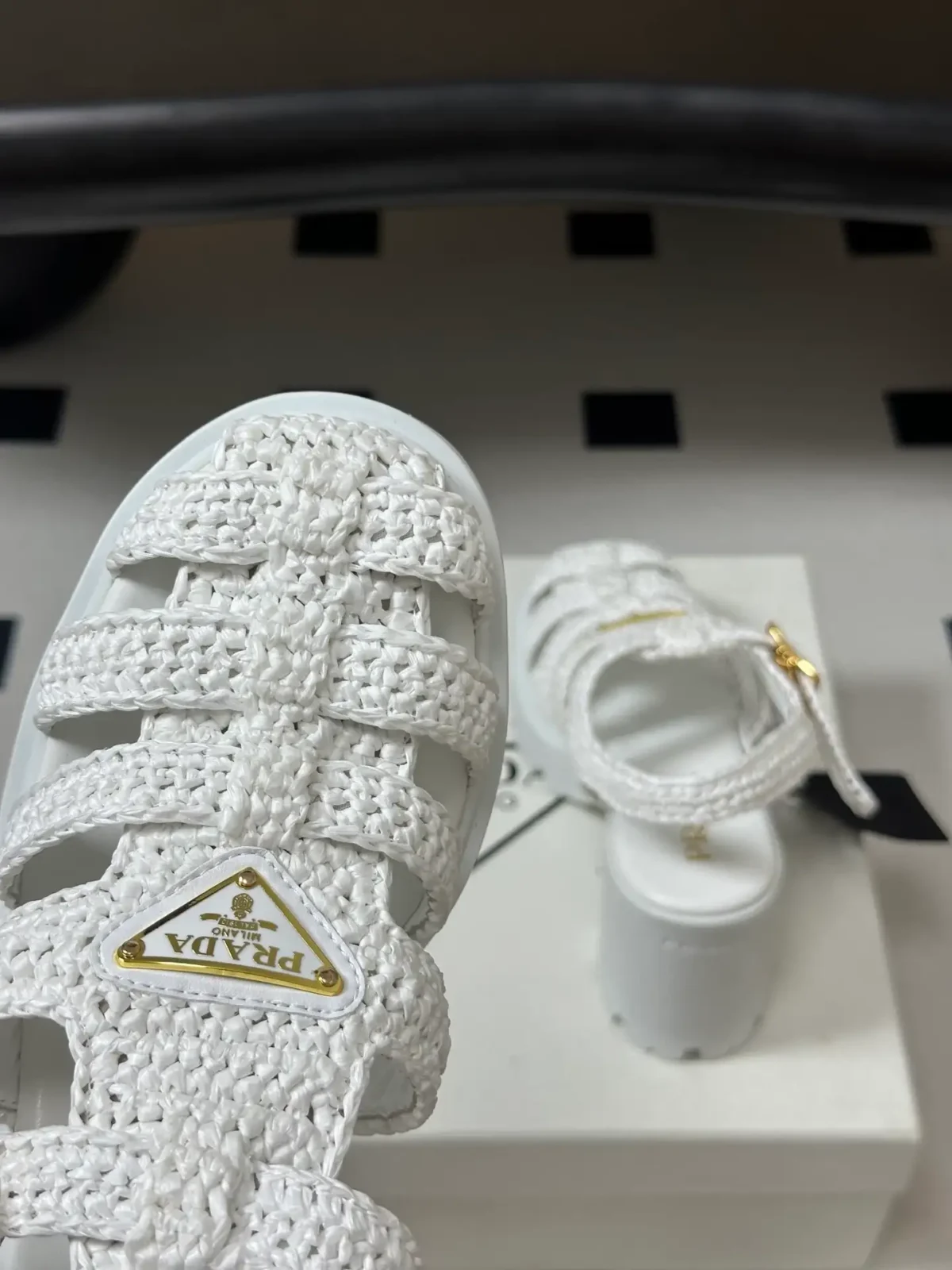 Prada Crochet Platform Sandals - Image 2