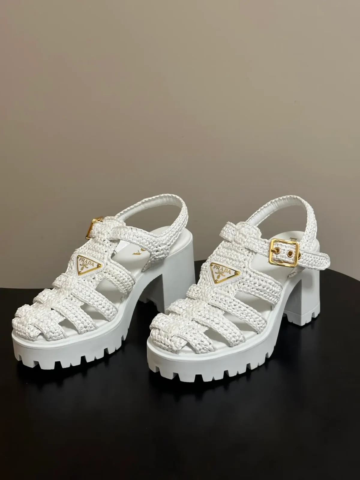 Prada Crochet Platform Sandals - Image 5