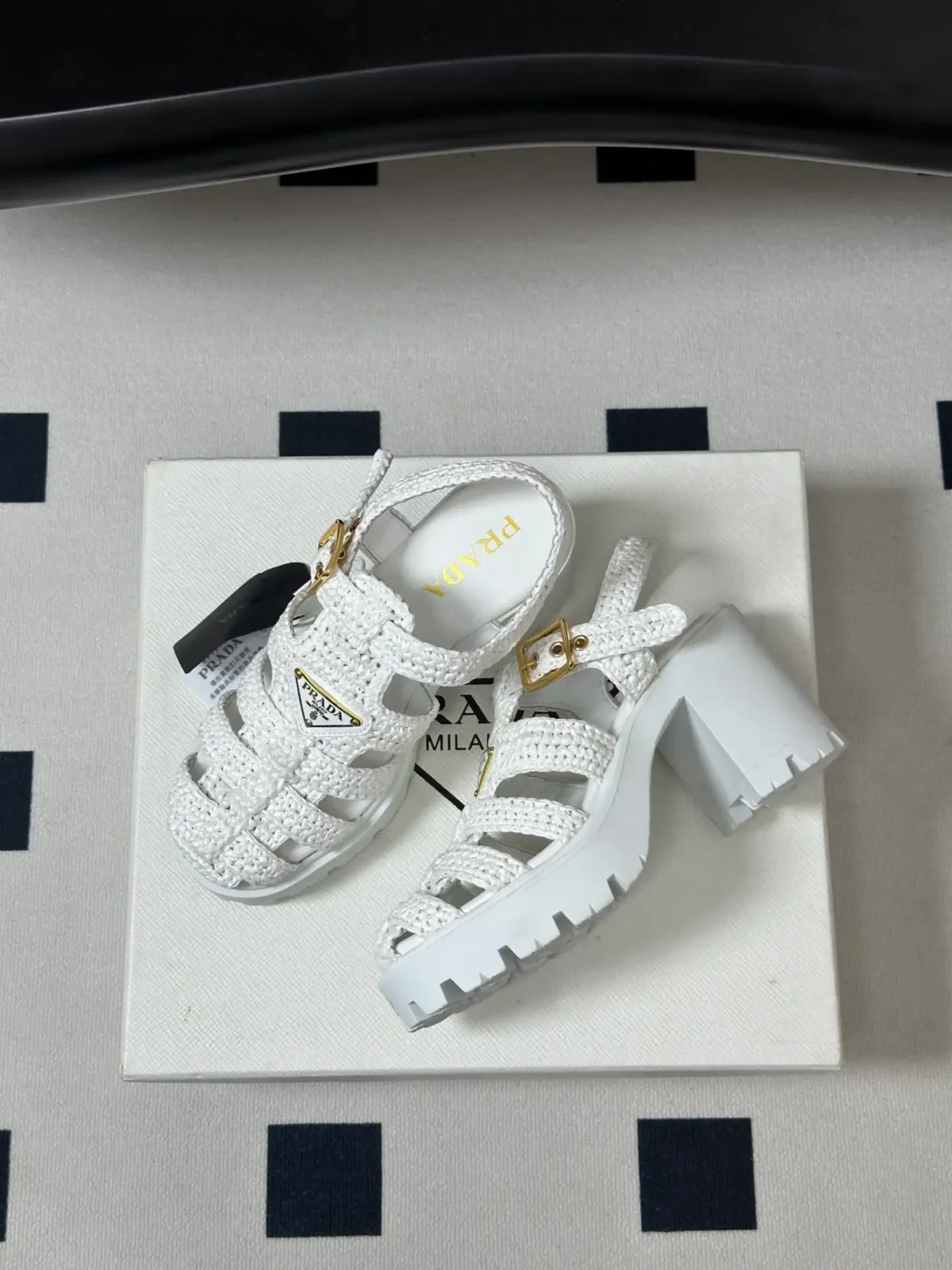 Prada Crochet Platform Sandals - Image 7