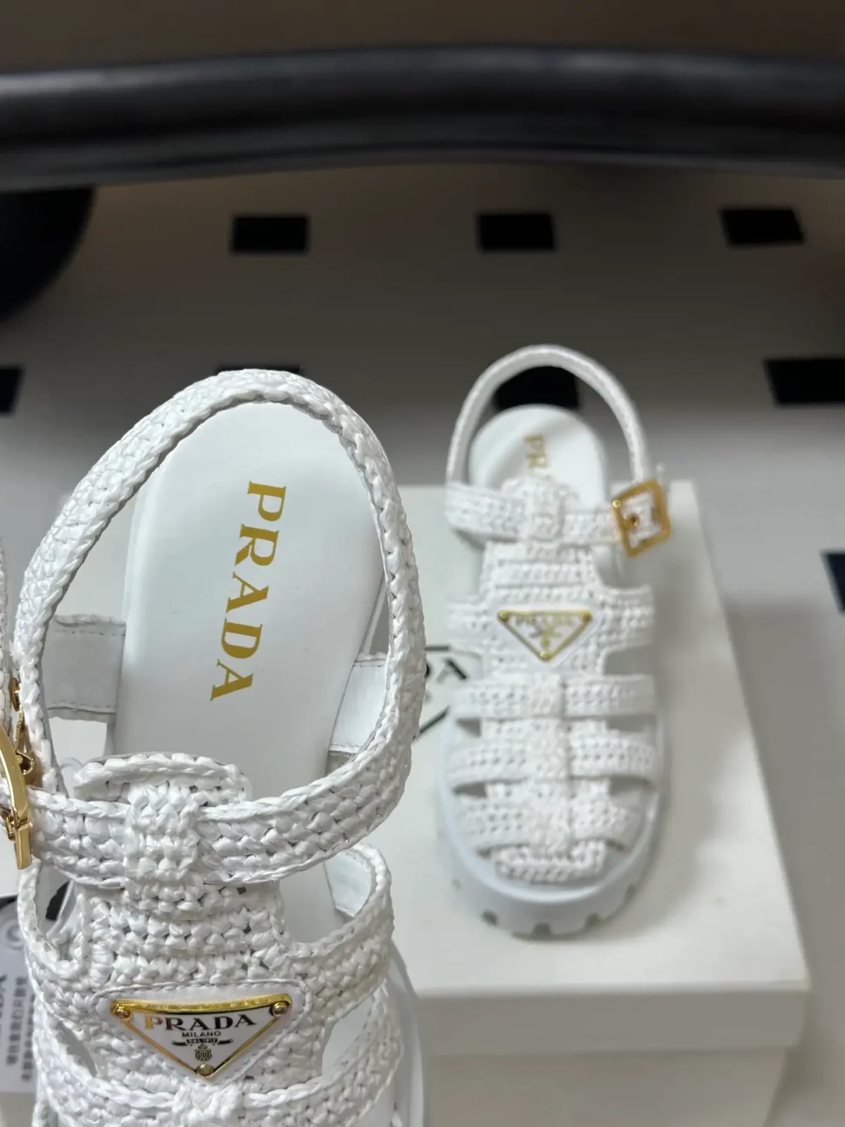 Prada Crochet Platform Sandals - Image 8