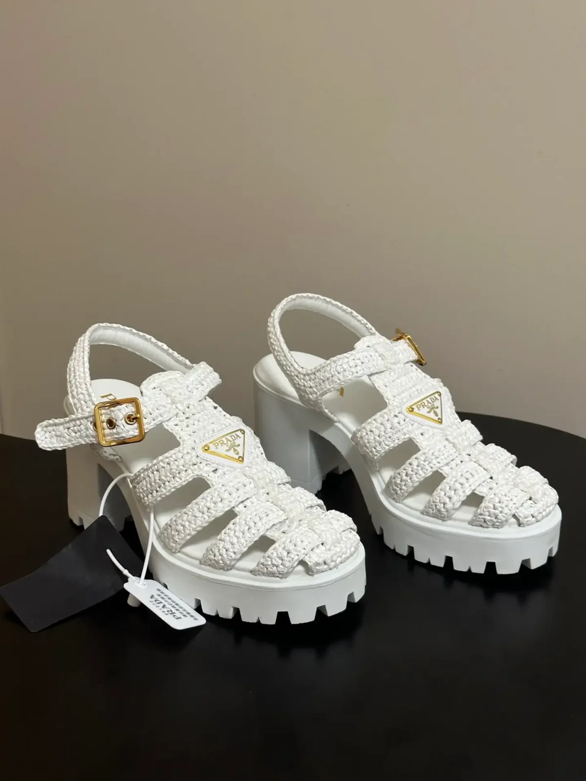 Prada Crochet Platform Sandals - Image 1