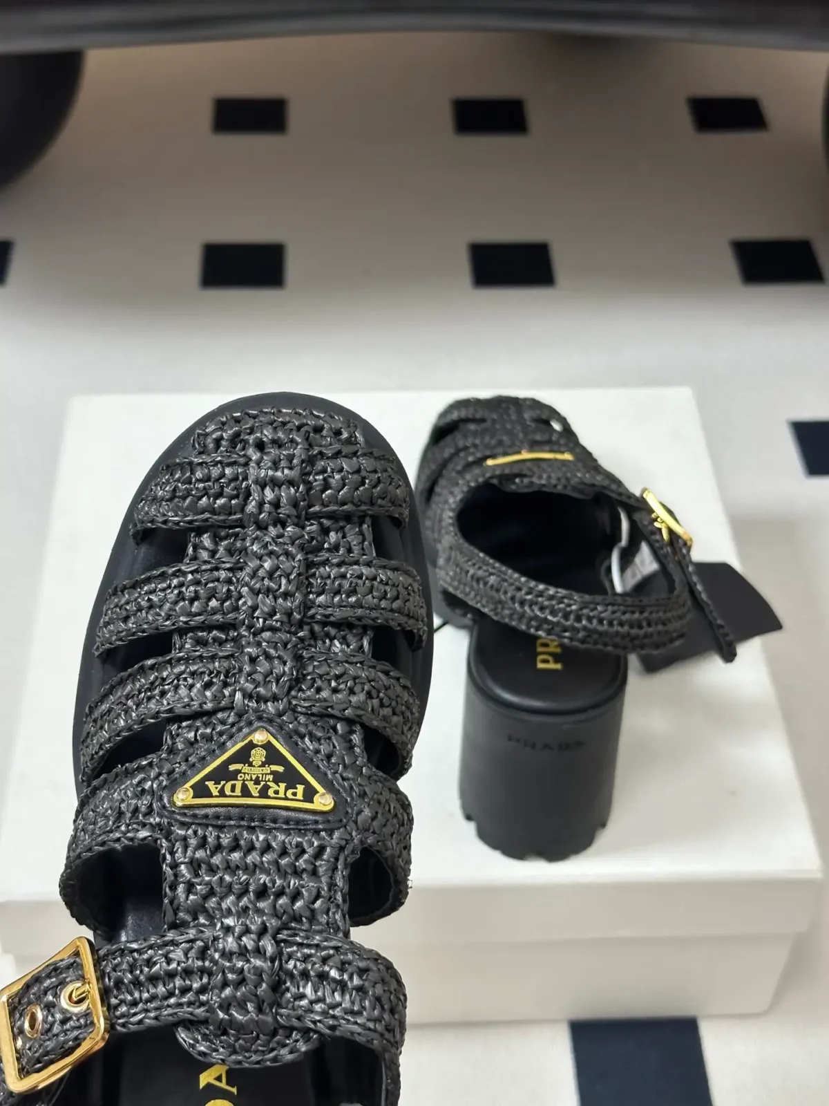 Prada Crochet Platform Sandals - Image 4