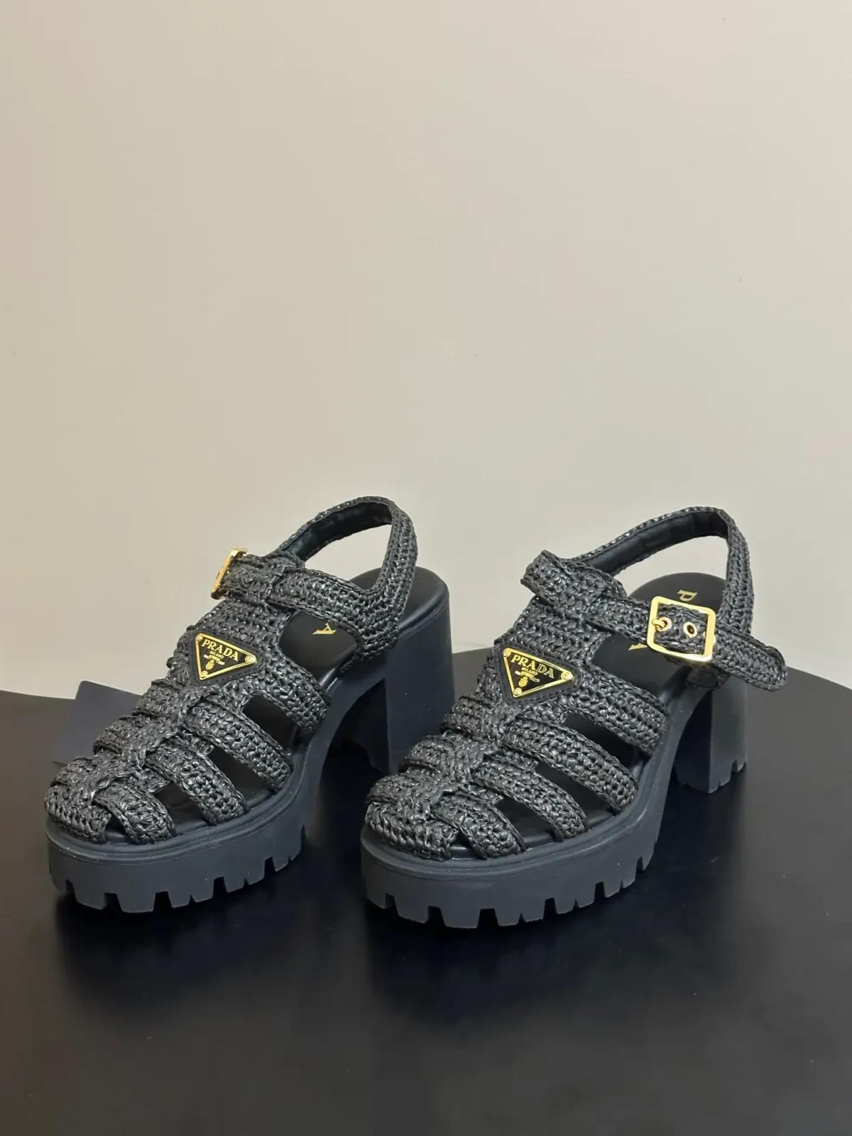 Prada Crochet Platform Sandals - Image 6