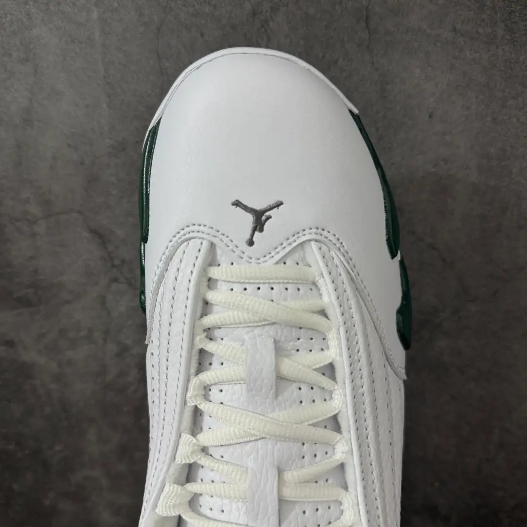 Air Jordan 14 Retro White Green Sneakers - Image 8