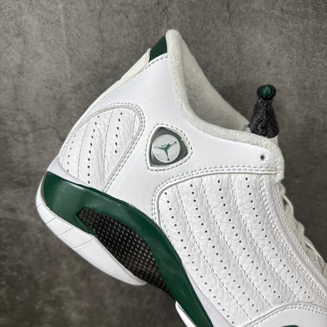 Air Jordan 14 Retro White Green Sneakers - Image 9