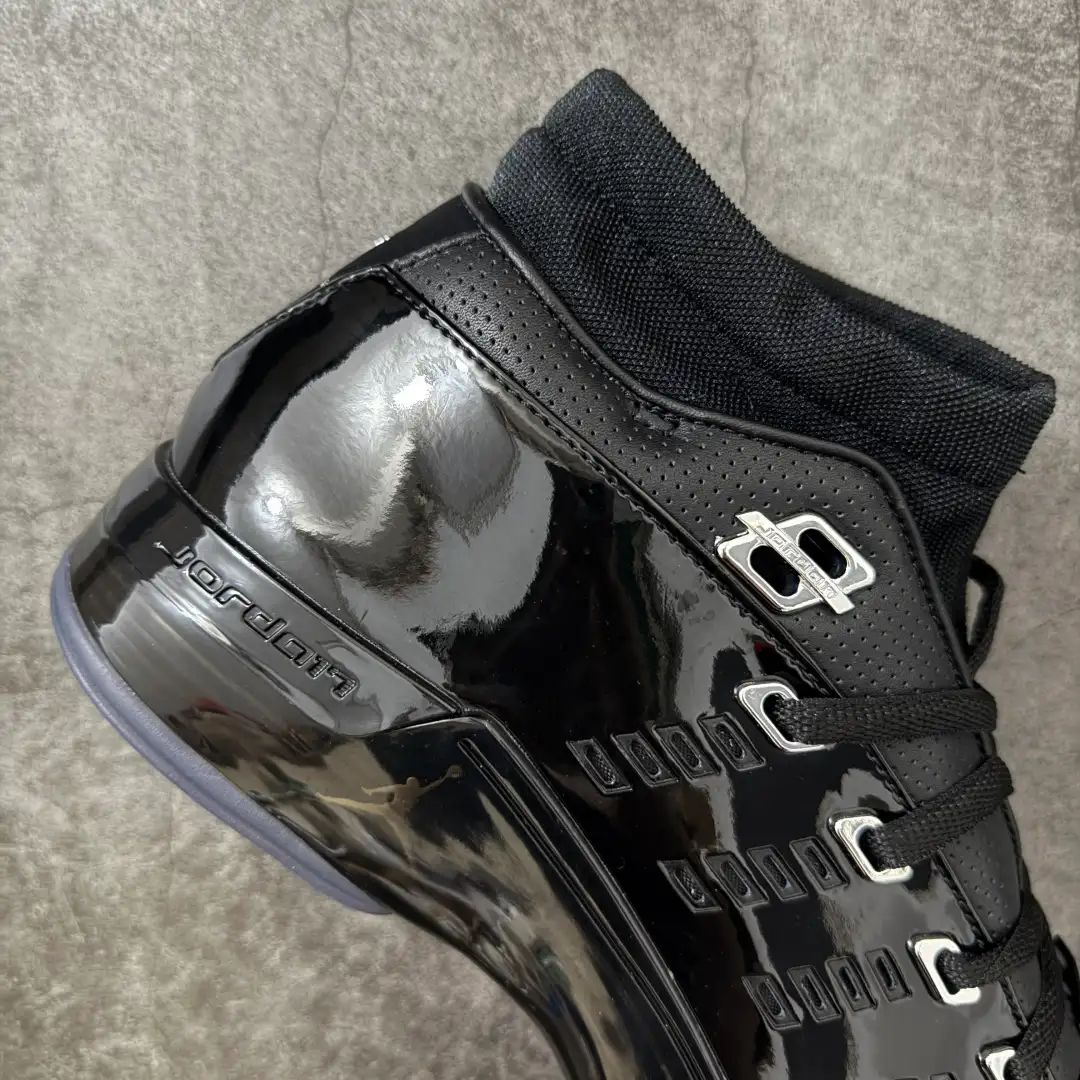 Air Jordan 17 Black Patent Leather Sneakers - Image 6