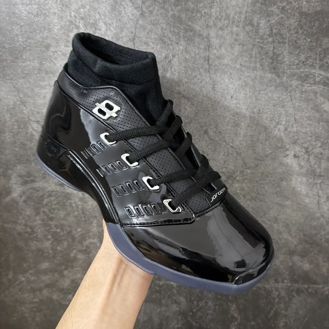 Air Jordan 17 Black Patent Leather Sneakers - Image 8