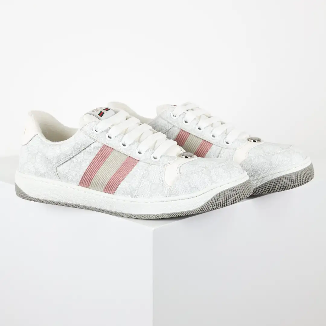 Gucci Screener Sneakers – White & Pink - Image 3