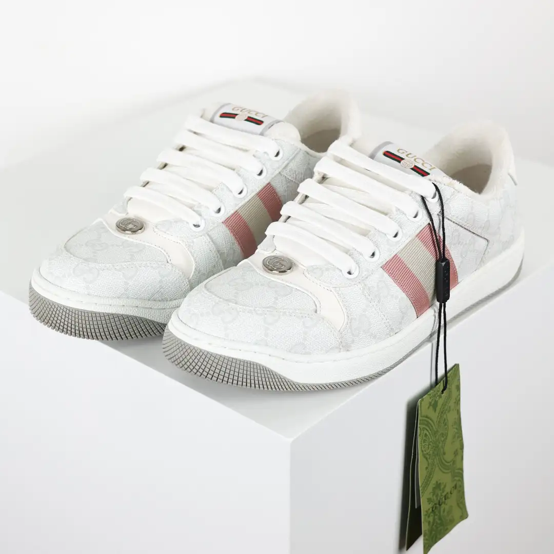 Gucci Screener Sneakers – White & Pink - Image 4