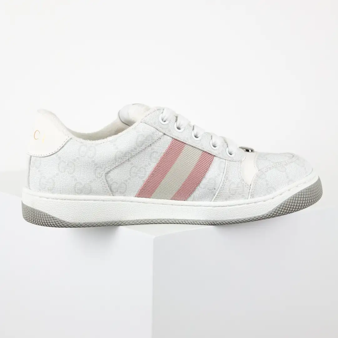 Gucci Screener Sneakers – White & Pink - Image 1