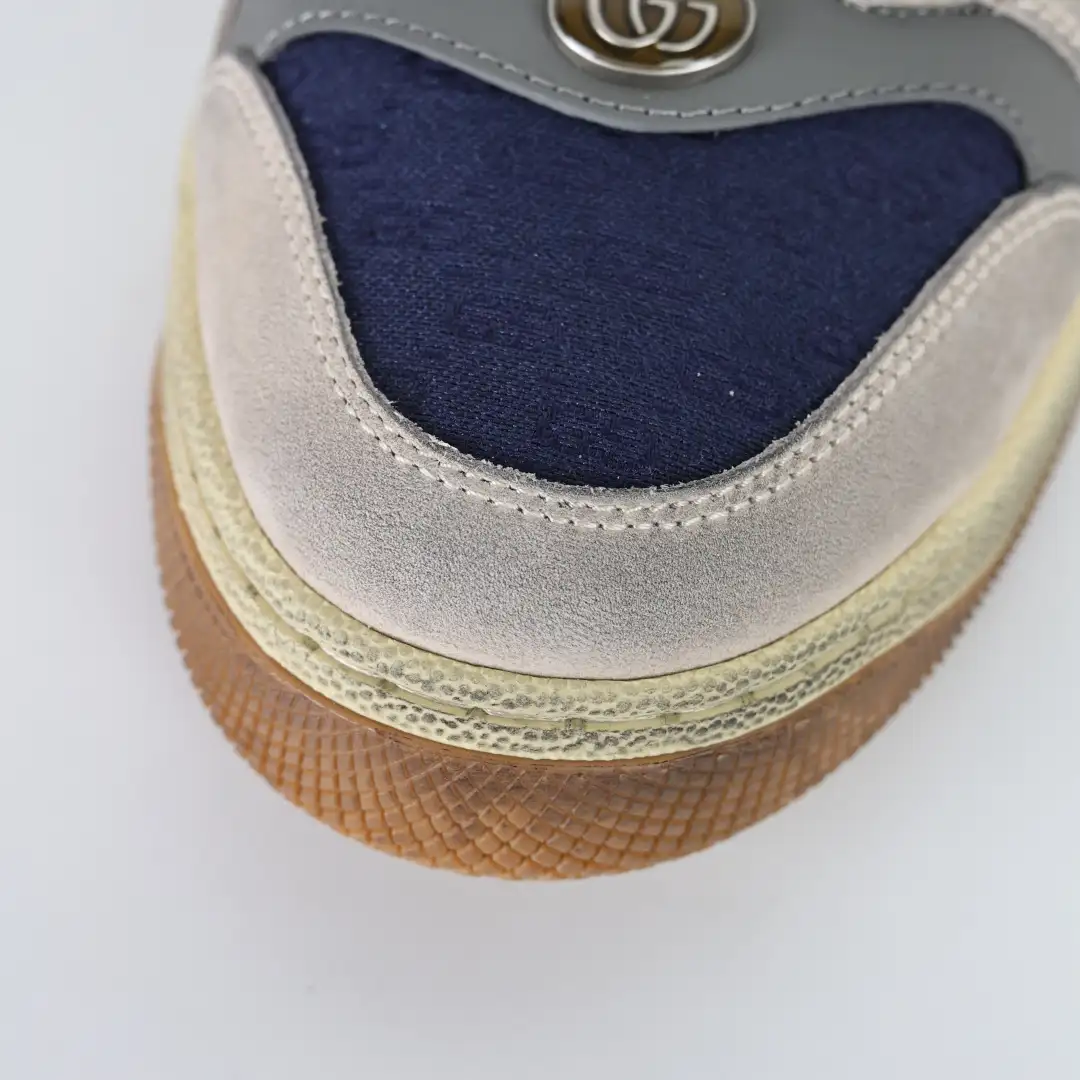 Gucci Screener Navy Grey Distressed Sneakers - Image 6