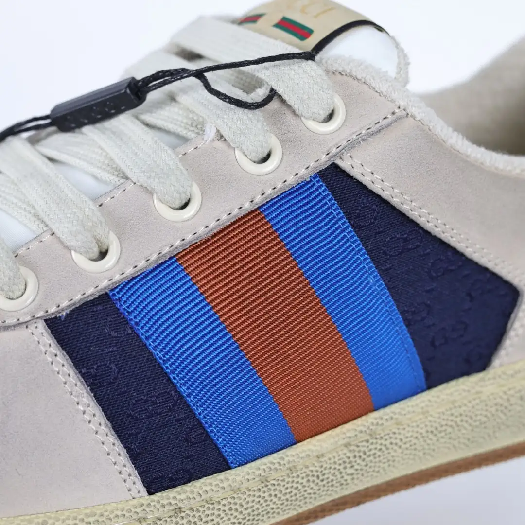 Gucci Screener Navy Grey Distressed Sneakers - Image 7