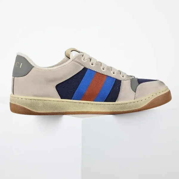 Gucci Screener Navy Grey Distressed Sneakers