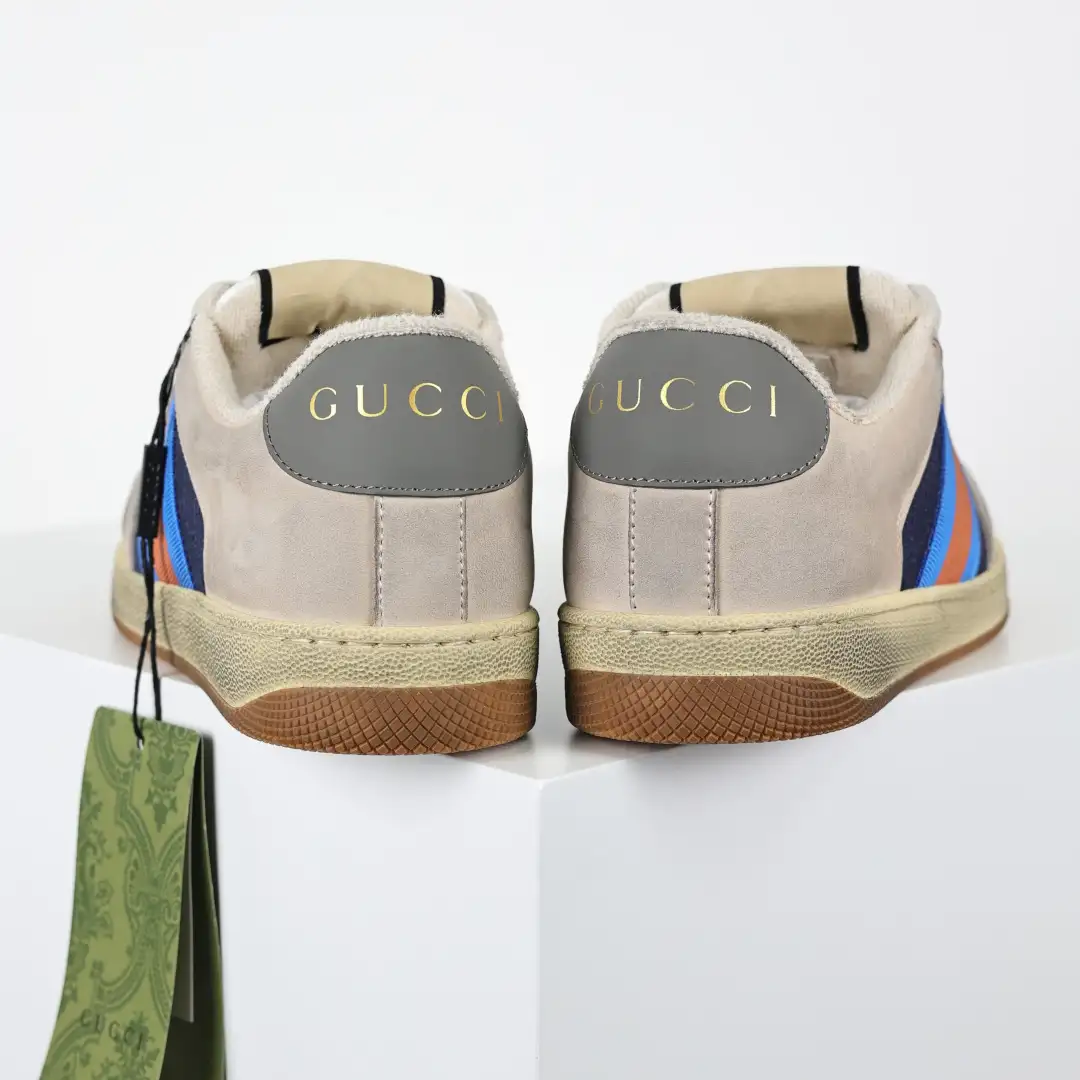 Gucci Screener Navy Grey Distressed Sneakers - Image 9