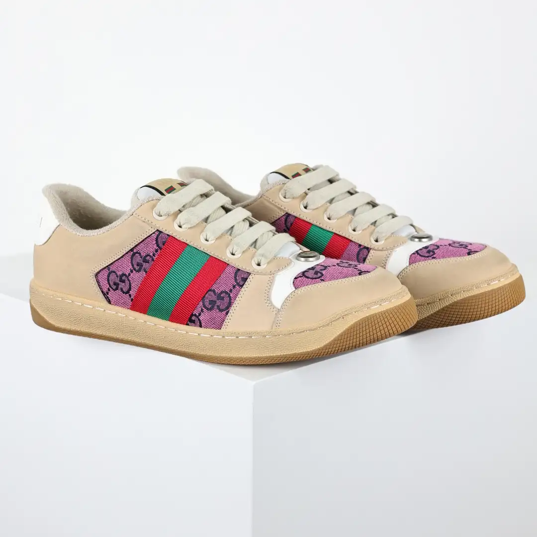 Gucci Screener Pink Distressed Sneakers - Image 4